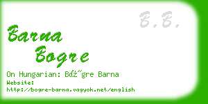 barna bogre business card